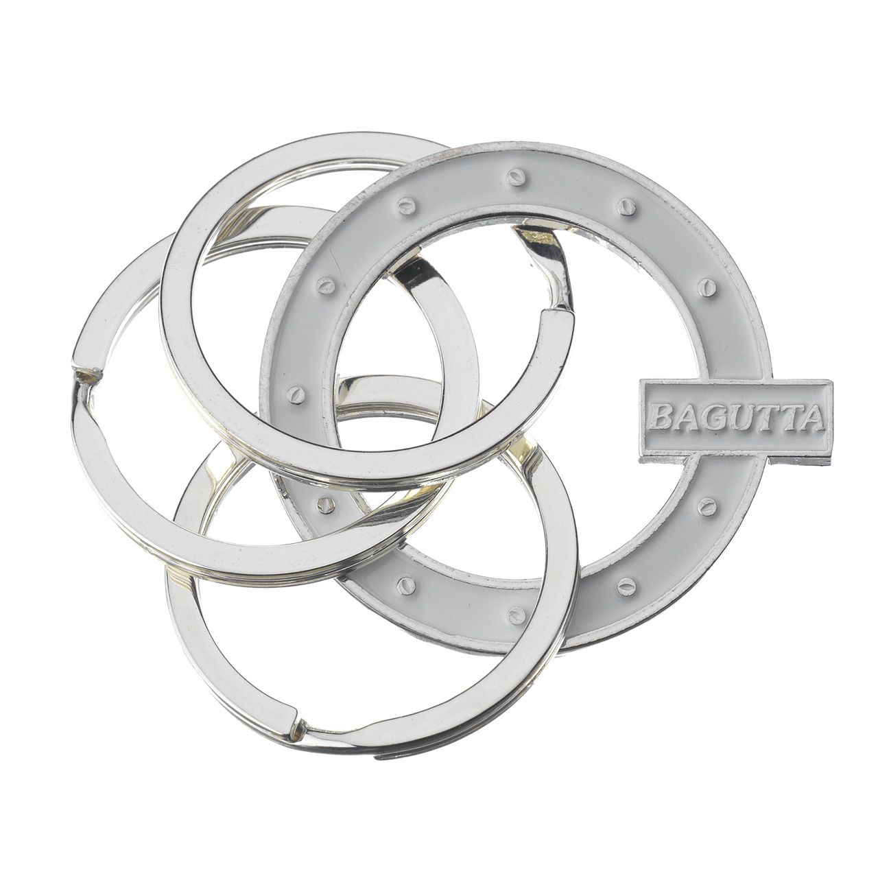 PORTACHIAVI SILVER PLATED CERCHIO BIANCO CON CHIODINI